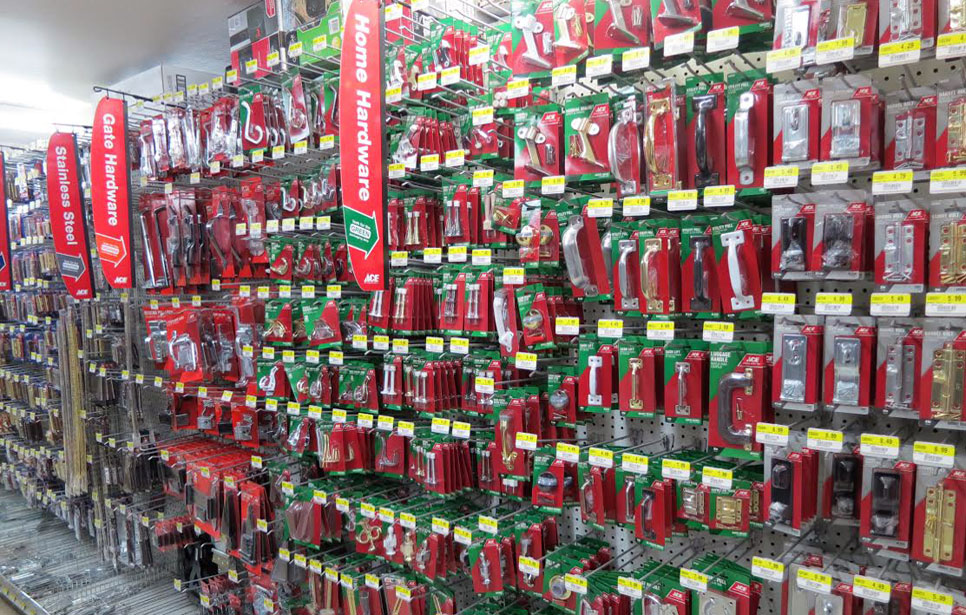 Home hardware products at Mission Ace Hardware in Santa Rosa, CA.
